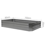 Greenfingers Galvanised Steel Raised Garden Bed 150 x 90 x 30cm - Aluminium Grey